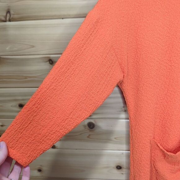 IC Connie K Top Womens Medium Orange Textured Blouse Art to Wear Colorful - Picture 3 of 9